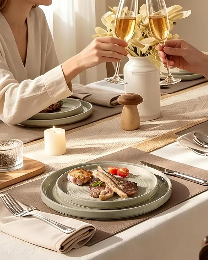 Dinnerware Set for 6, Ceramic Plates & Bowls - Image 2