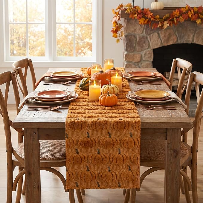 Artoid Mode Caramel Soft Faux Fur Fall Table Runner 13x108 Inch | Seasonal - Image 2
