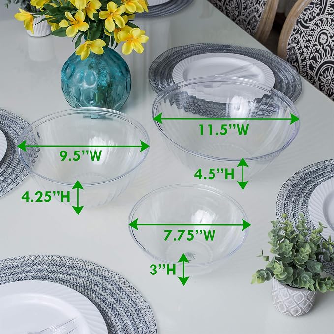 Reusable 150 Ounce Round Crystal Clear PlasticBowls Pack of 4 - Image 8