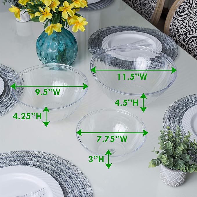 Disposable 96 Ounce Round Crystal Clear Plastic Pack of 4 Sets - Image 9
