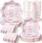 250 Pcs Pink Bow Disposable Paper Plate Napkins | Disposable Tableware Set by Newtay