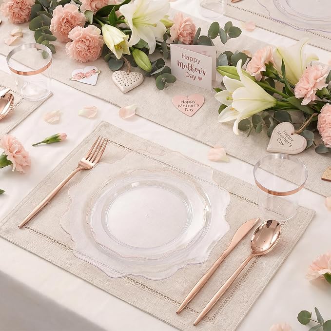 350Pcs Rose Gold Plastic Plates - Image 6