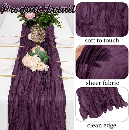 16 Pack Dark Purple Cheesecloth Table Runners 20x120 Inch Gauze Table Runner - Image 3