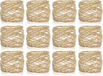 Napkin Rings, Metal Gold Round Napkin Rings Buckles for Table Decorations, Wedding, Dinner, Party, Set of 12