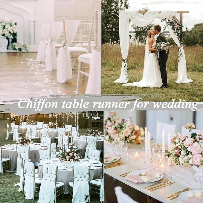 10FT White Chiffon Table Runner 30x120 Inches Romantic Sheer Table Runner Boho - Image 6
