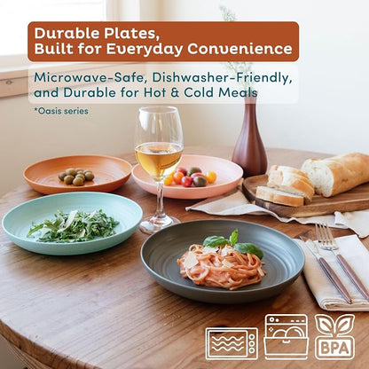 8-Pack Reusable Wheat Straw Plates Set - Image 3