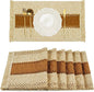 Boho Placemats Set of 6 Table Mats Farmhouse Dining Decor Caramel | 12x20" by FEXIA