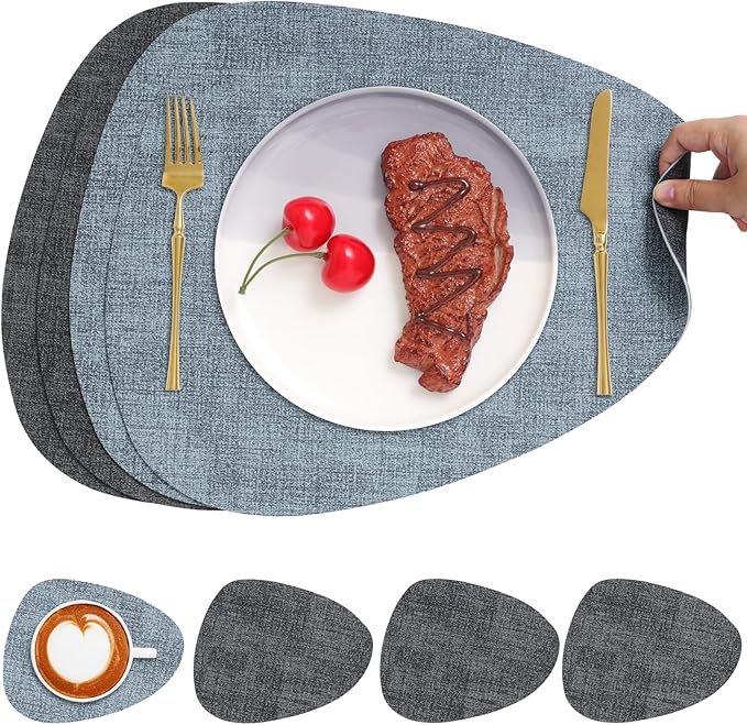 Faux Leather Placemats Set of 4, Dual Sided by Chitomars