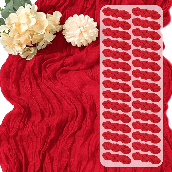 30 Pack Red Cheesecloth Table Runner 17 x 108 inch Cheese Cloth Table Runners by Yorcari