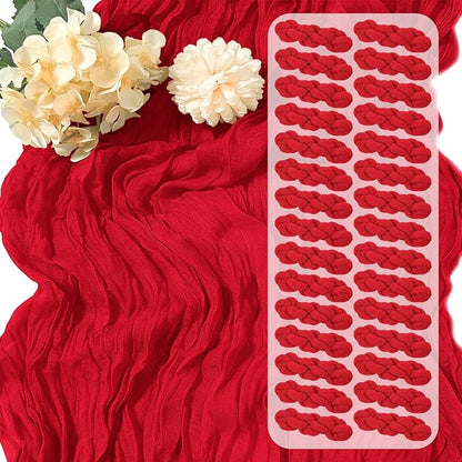 30 Pack Red Cheesecloth Table Runner 17 x 108 inch Cheese Cloth Table Runners by Yorcari