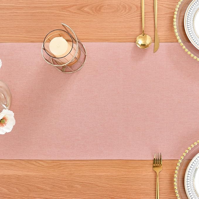 Faux Linen Table Runner Water Resistant 13 x 48 in, Coffee Table Runner - Image 7