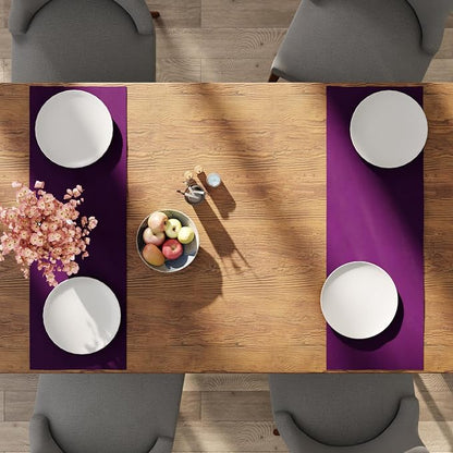Encasa XO Table Runner, Cotton Canvas Dining Runner 13"x36" | Purple, 180 GSM - Image 5