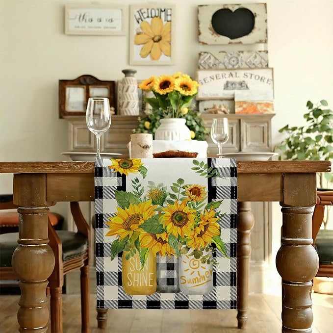 Sunflower Summer Table Runner 13x120 Inch, Kitchen Dining Table Decoration - Image 2