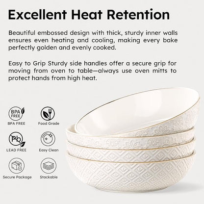 36 oz Pasta Bowl Set of 4 with Embossed Reactive Glaze, 8.5" Arctic white - Image 3