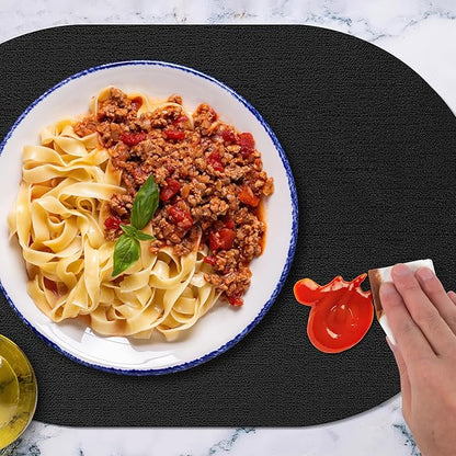 Placemats for Dining Table Set of 4 Non-Slip, Heat Resistant Leather Placemat Double Layer, Waterproof Table Mats Easy to Clean for Kitchen Dining Room Coffee Office Table, Black
