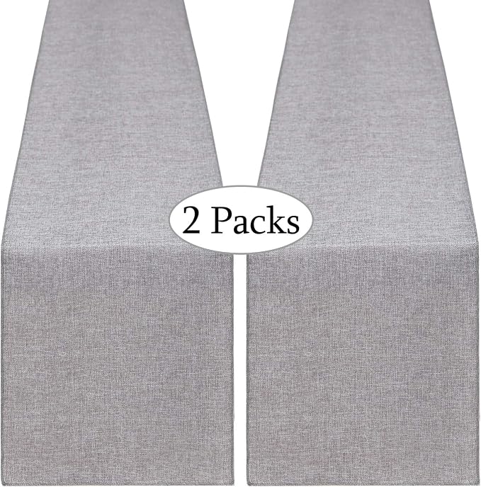 Burlap Table Runner Gray 2 Packs 12x84 Inch Rustic Boho Jute Fabric | Farmhouse by B-COOL