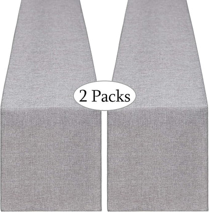 Burlap Table Runner Gray 2 Packs 12x84 Inch Rustic Boho Jute Fabric | Farmhouse by B-COOL