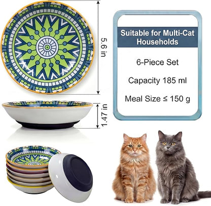 Ceramic Cat Food Bowls 6 Pack – Shallow Cat Bowl - Image 2