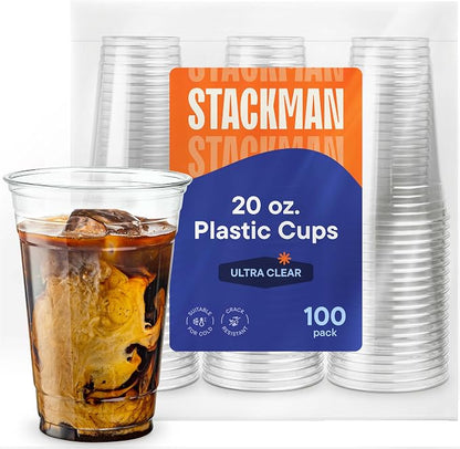 Stack Man Clear Disposable Plastic Cups PET Crystal Clear Disposable 20oz - Image 6