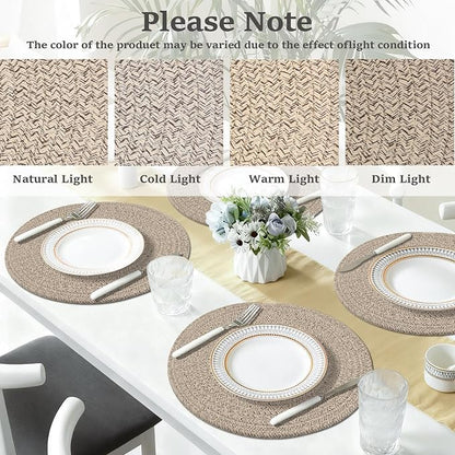 Round Placemats Set of 6, Cotton Rope Woven Table Mats, Hot Pads - Image 4