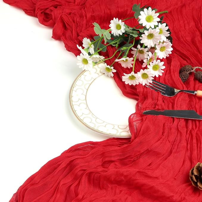 12 Pack Red Cheesecloth Table Runner 17 x 108 Inch | Boho Gauze Cheese Cloth - Image 6