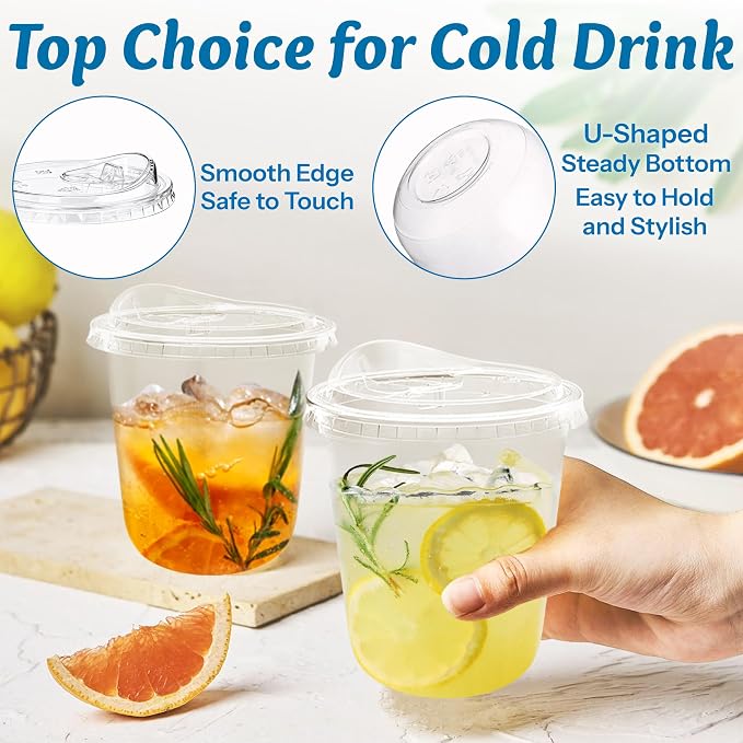 Homestockplus 100 Pack 12 oz BPA-Free Clear Plastic Cups - Image 3