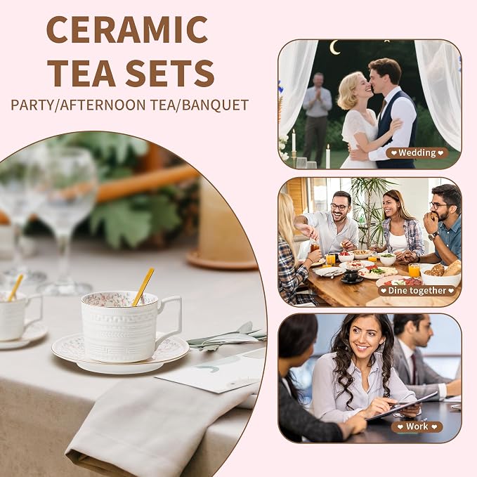 Country Roses Porcelain Tea Cup and Saucer Set - Image 3