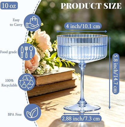 24PCS Plastic Martini Glasses, Unbreakable Reusable Champagne Coupe, Removable - Image 2