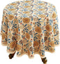 ISAENNE Designer Bohemian Floral Round Tablecloth,Linen Colorful Table Cloth,Wrinkle Resistant Decor Tablecloths for Dining Thanksgiving Kitchen Party Christmas,Diameter 67"-Estevan B