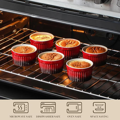 MALACASA Ramekins 8 oz Oven Safe, Large Ceramic Souffle Dishes - Image 4