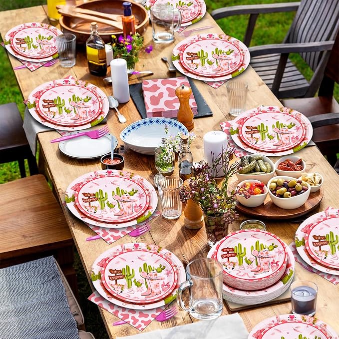 180PCS Cowgirl Paper Plates and Napkins Party Supplies Serve 60 | - Image 5