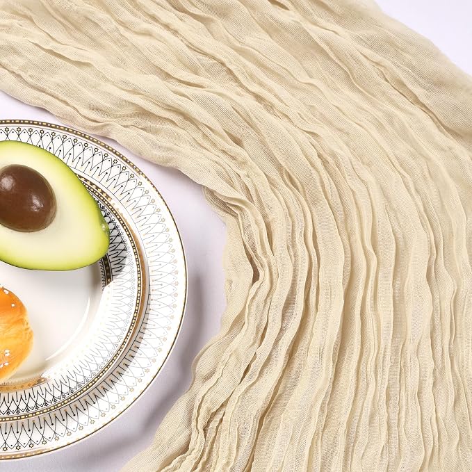 6 Pack 10Ft Beige Cheesecloth Table Runner 23 x 120 Inch | Gauze Rustic Boho - Image 5