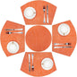 SHACOS Round Table Placemats Set of 5 Woven Vinyl Wedge Placemats with Centerpiece Round Table Mats Heat Resistant Wipe Clean (5, Orange)