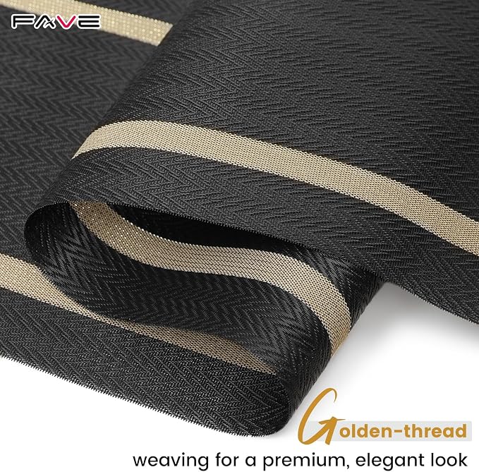 FAVE 12 Pack Woven Vinyl Table Runners 120x12 Inch Black - Image 4