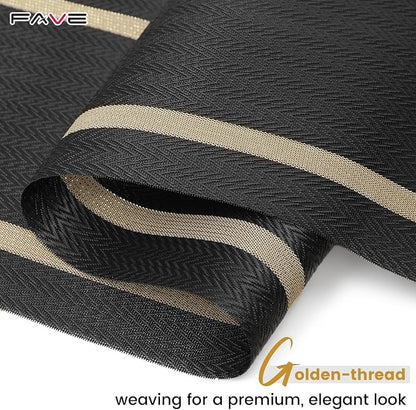 FAVE 12 Pack Woven Vinyl Table Runners 120x12 Inch Black - Image 4