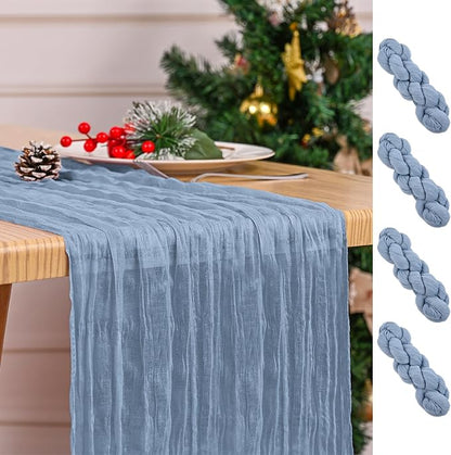 4 Pack Dusty Blue Table Runner 17 x 108inch Cheesecloth Table Runner Boho Gauze by Lumaycens