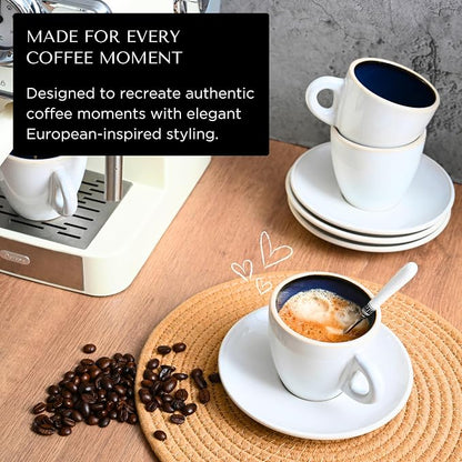 Bacimi® Cappuccino Cups and Saucers Set of 4 – 8.7oz Thick Barista Style - Image 2