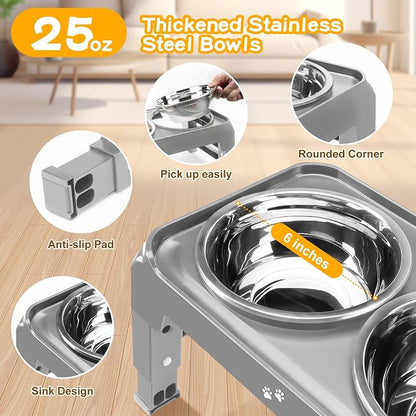 COMESOON Elevated Dog Bowls for Small Medium Dogs, 3 Height Adjustable Raised - Image 3