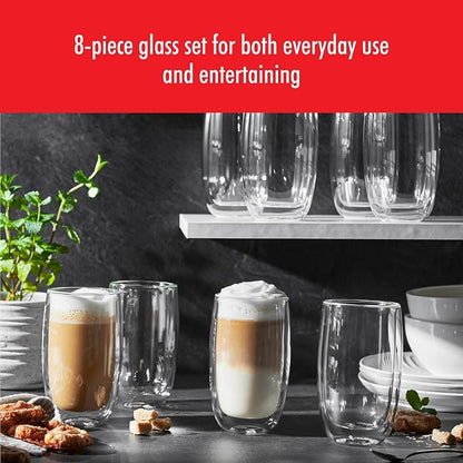 ZWILLING Sorrento 8-pc Double-Wall Glass Latte Cup Set | Artisan made, Double - Image 2