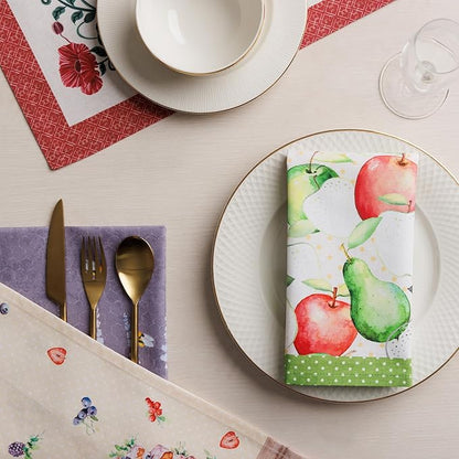 Maison d' Hermine Cloth Napkins Set of 4 100% Cotton Everyday Reusable Square Napkins Cloth Washable Dinner Party Wedding Restaurant Valentines Day Decorations Spring/Summer(Apples & Pears, 18" x 18")