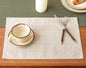 Linen Checked Placemats Set of 4, Ivory Rustic Place Mats 12x18 Inch | Raised by Aoztio
