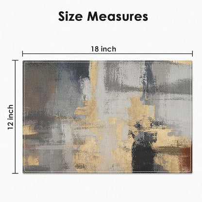 Emvency Farmhouse Placemats Set of 4, Vintage Gold and Brown Art Painting 12x18 Inch Abstract Grey Table Mats for Outdoor Home Party Kitchen Dining Decoration