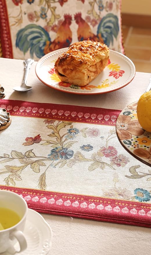 patdrea Designer Farmhouse Linen Table Runner, Rustic Cottage Mauve - Image 8