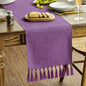 Artoid Mode Lilac Purple Tassel Table Runner, Mardi Gras Linen Blend Rustic by ArtoidMode