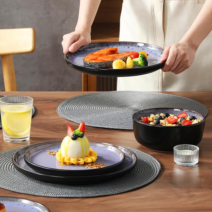 vancasso Plates and Bowls Sets, 24 Pieces Stoneware Dinnerware Sets - Image 7