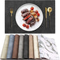 Leather Heat Resistant Placemats Set of 6 Waterproof Wipeable Washable PU Table Mats,Easy to Clean Anti-Slip Place Mats (Dark Grey, 6)