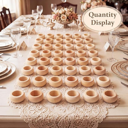 48 Pcs Wooden Napkin Rings Unfinished Wood Table Napkin Holders Farmhouse - Image 3