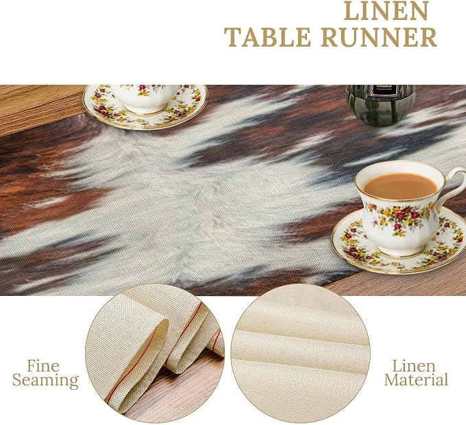 Cow Skin Print Table Runner, Rustic Cottage Country Farm Animal Fur Skin - Image 5