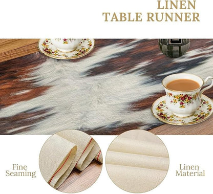 Cow Skin Print Table Runner, Rustic Cottage Country Farm Animal Fur Skin - Image 5
