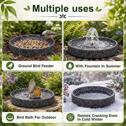 Stone Bird Bath, 10 Inch Heavy Bird Bath Bowl Only - Image 4